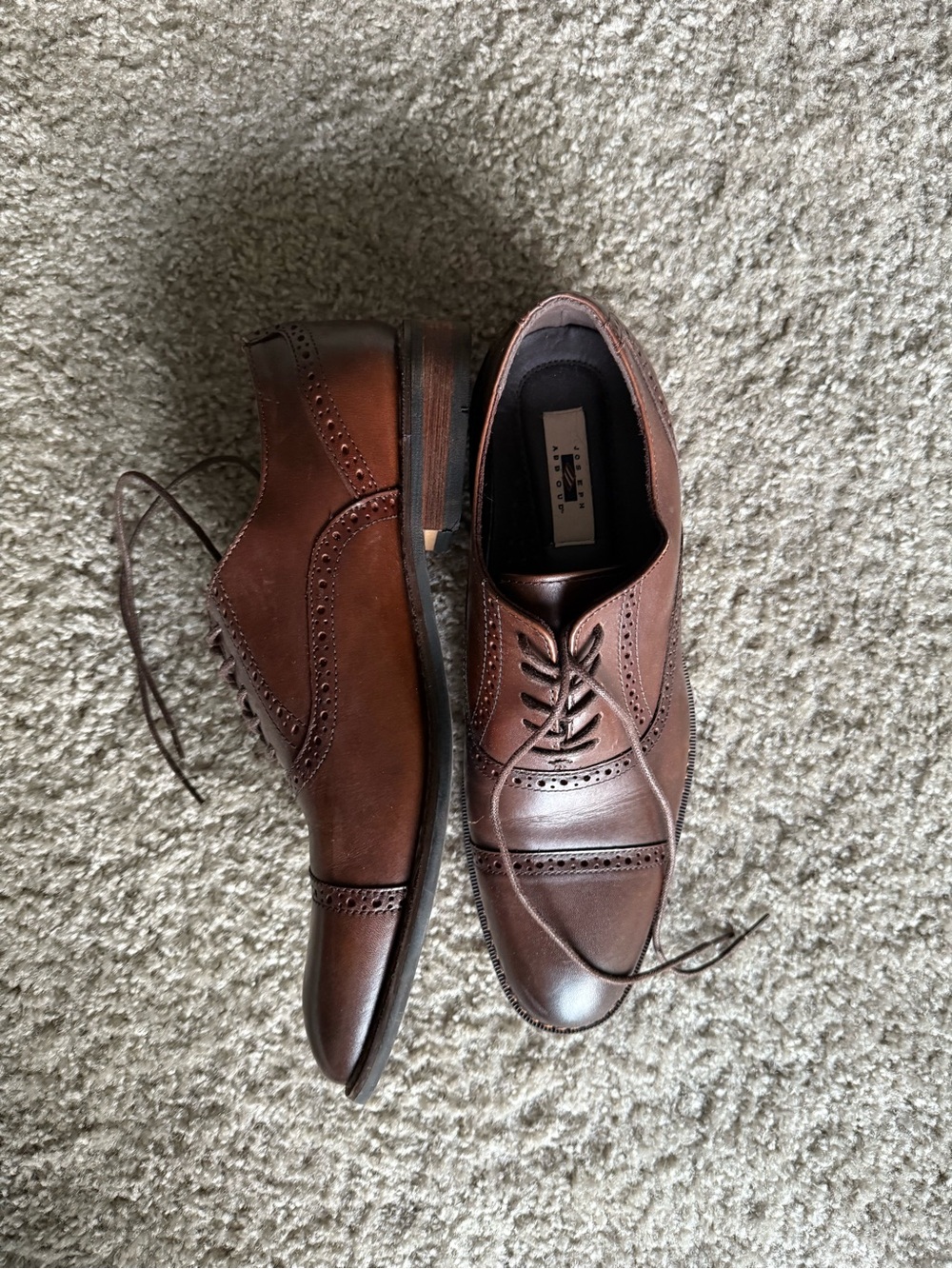 Joseph Abboud Brown Leather Wingtip Oxfords